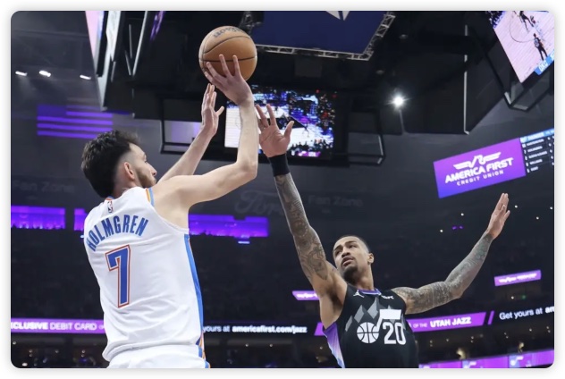 亚历山大21+8科林斯26分 霍姆格伦20+7雷霆胜爵士